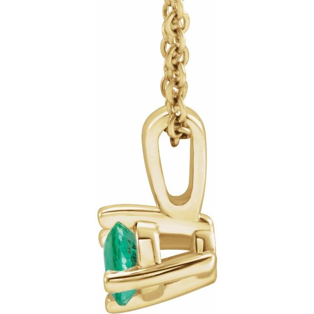 14K Yellow 4 mm Lab-Grown Emerald Solitaire 16-18" Necklace