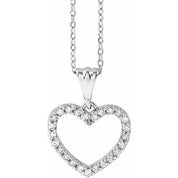 14K White 1/5 CTW Natural Diamond Heart 18" Necklace