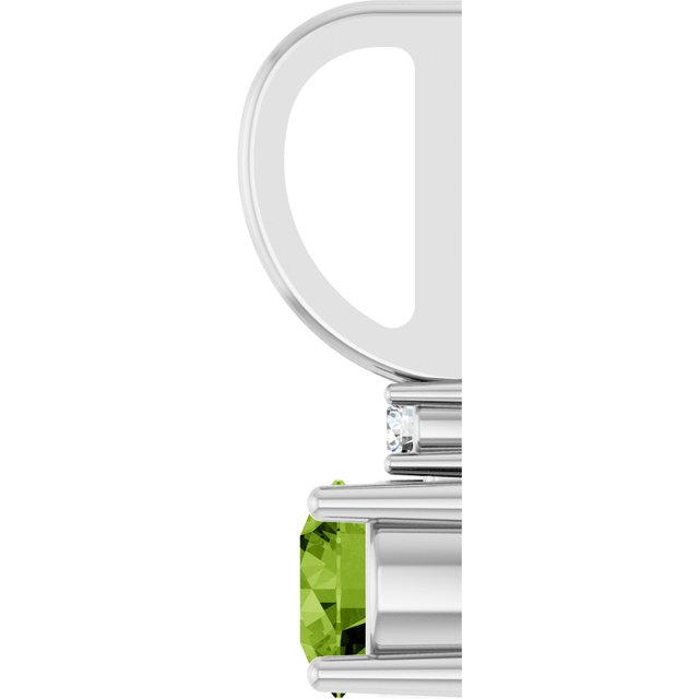 Sterling Silver Natural Peridot & .015 CT Natural Diamond Charm/Pendant