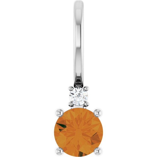Sterling Silver Natural Citrine & .015 CT Natural Diamond Charm/Pendant