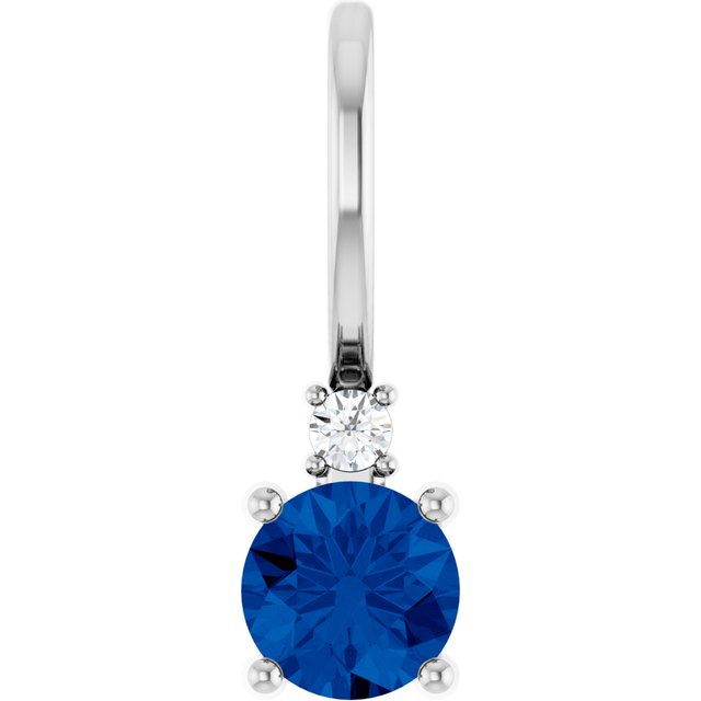 Sterling Silver Natural Blue Sapphire & .015 CT Natural Diamond Charm/Pendant
