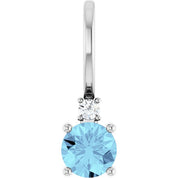 Sterling Silver Natural Aquamarine & .015 CT Natural Diamond Charm/Pendant