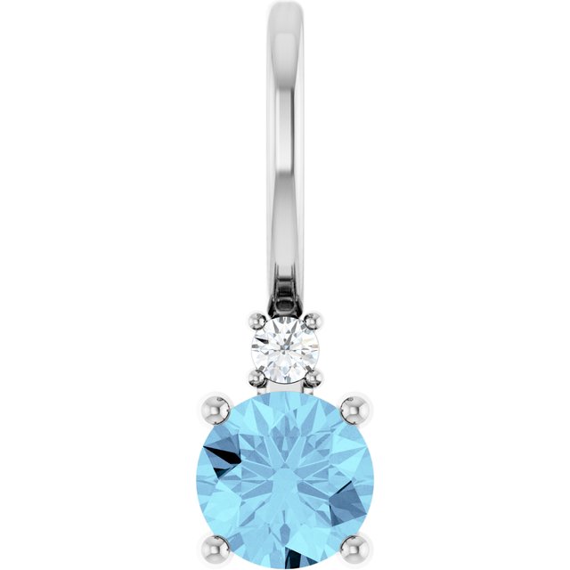 Sterling Silver Natural Aquamarine & .015 CT Natural Diamond Charm/Pendant