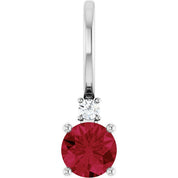 Sterling Silver Natural Ruby & .015 CT Natural Diamond Charm/Pendant