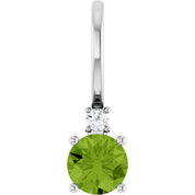 Sterling Silver Natural Peridot & .015 CT Natural Diamond Charm/Pendant