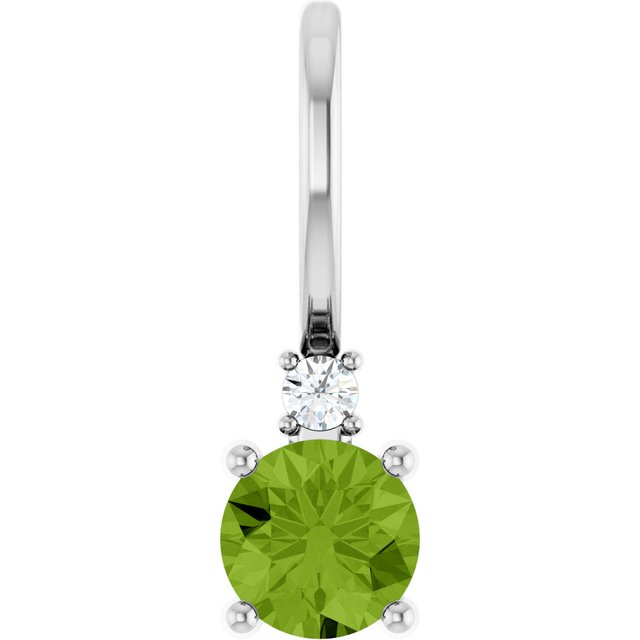 Sterling Silver Natural Peridot & .015 CT Natural Diamond Charm/Pendant