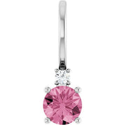 Sterling Silver Natural Pink Tourmaline & .015 CT Natural Diamond Charm/Pendant