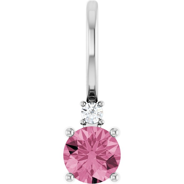 Sterling Silver Natural Pink Tourmaline & .015 CT Natural Diamond Charm/Pendant