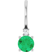 Sterling Silver Natural Emerald & .015 CT Natural Diamond Charm/Pendant