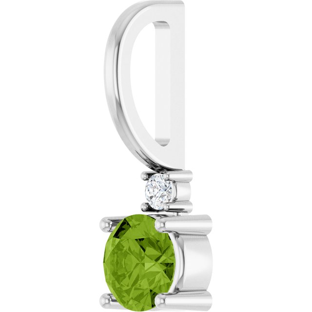 Sterling Silver Natural Peridot & .015 CT Natural Diamond Charm/Pendant