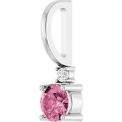 Sterling Silver Natural Pink Tourmaline & .015 CT Natural Diamond Charm/Pendant