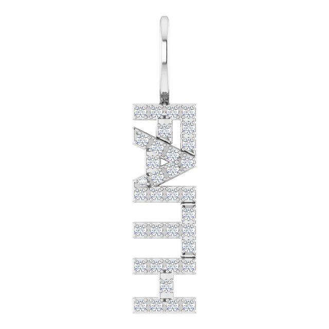 Platinum 1/8 CTW Natural Diamond "Faith" Charm/Pendant