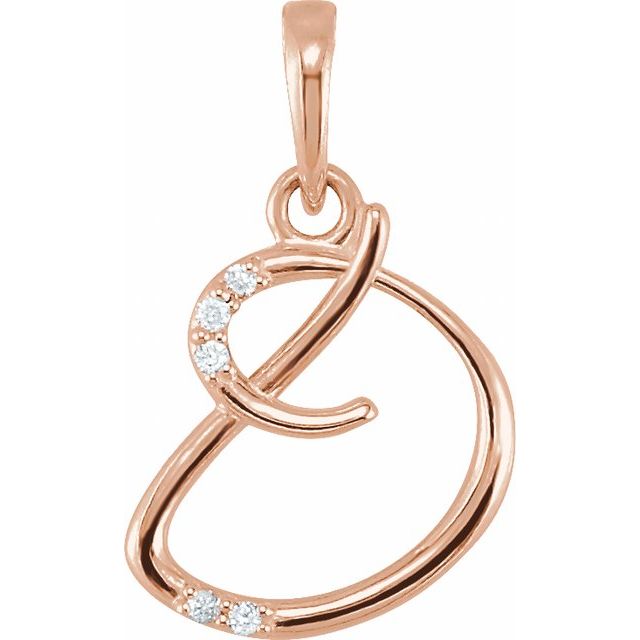 14K Rose Gold .025 CTW Natural Diamond Initial D Pendant