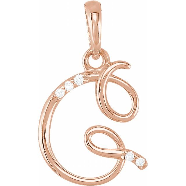 14K Rose Gold .025 CTW Natural Diamond Initial G Pendant