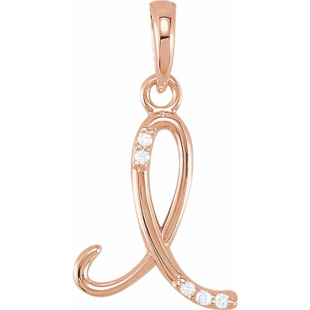 14K Rose Gold .025 CTW Natural Diamond Initial I Pendant