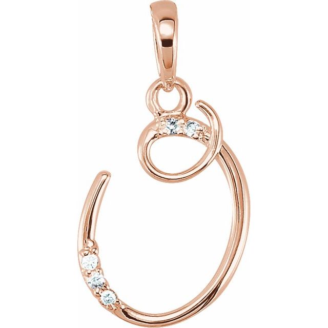 14K Rose Gold .025 CTW Natural Diamond Initial O Pendant - Stylish Jewelry by Brand