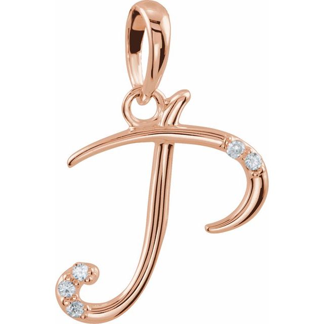 14K Rose Gold .025 CTW Natural Diamond Initial P Pendant