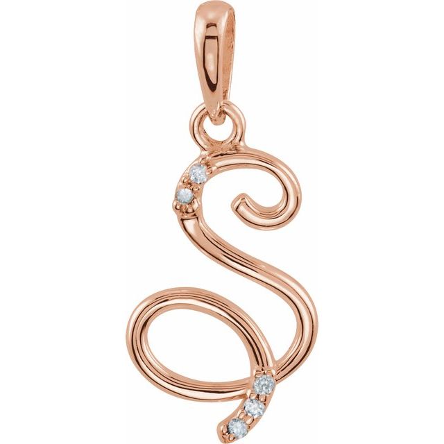 14K Rose Gold .025 CTW Natural Diamond Initial S Pendant