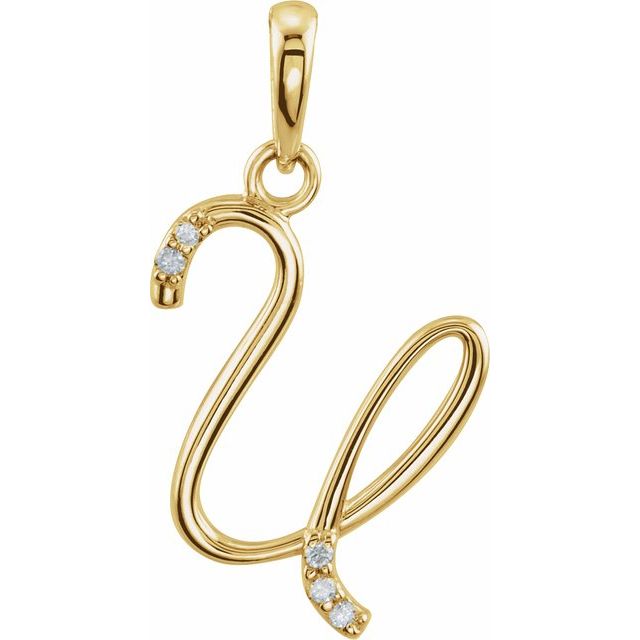 14K Yellow Gold .025 CTW Natural Diamond Initial U Pendant