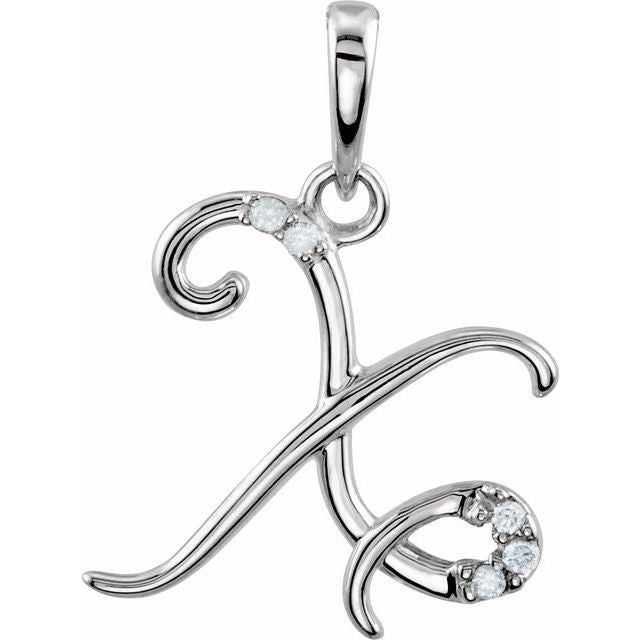 14K White Gold .025 CTW Natural Diamond Initial X Pendant