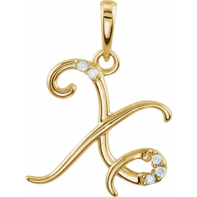 14K Yellow Gold .025 CTW Natural Diamond Initial X Pendant