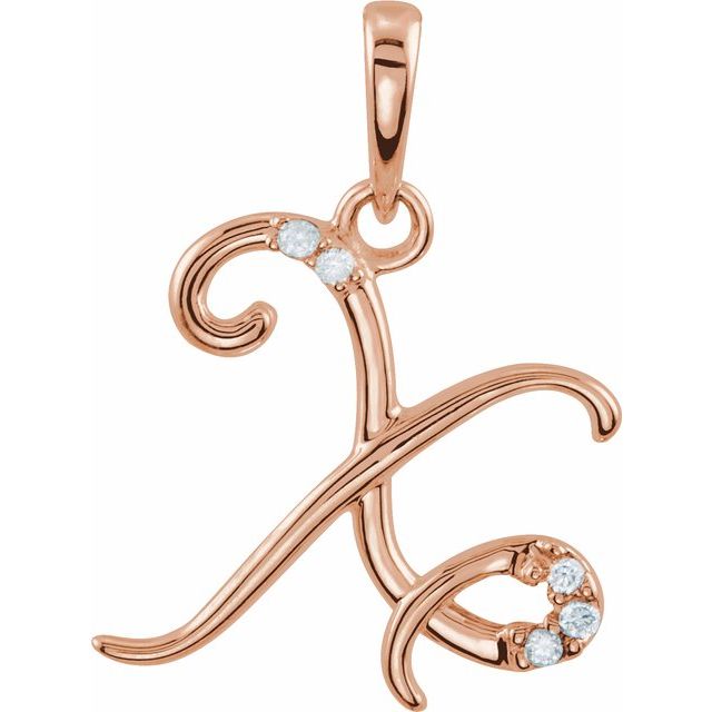 14K Rose Gold Natural Diamond Initial X Pendant - 0.025 CTW