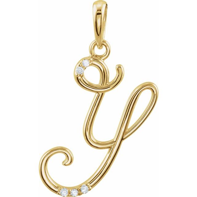14K Yellow Gold .025 CTW Natural Diamond Initial Y Pendant
