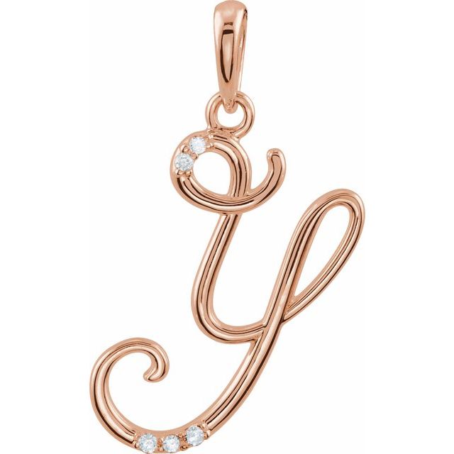 14K Rose Gold .025 CTW Natural Diamond Initial Y Pendant