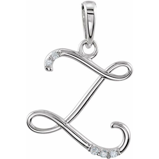 14K White Gold .025 CTW Natural Diamond Initial Z Pendant - 85557:60155:P