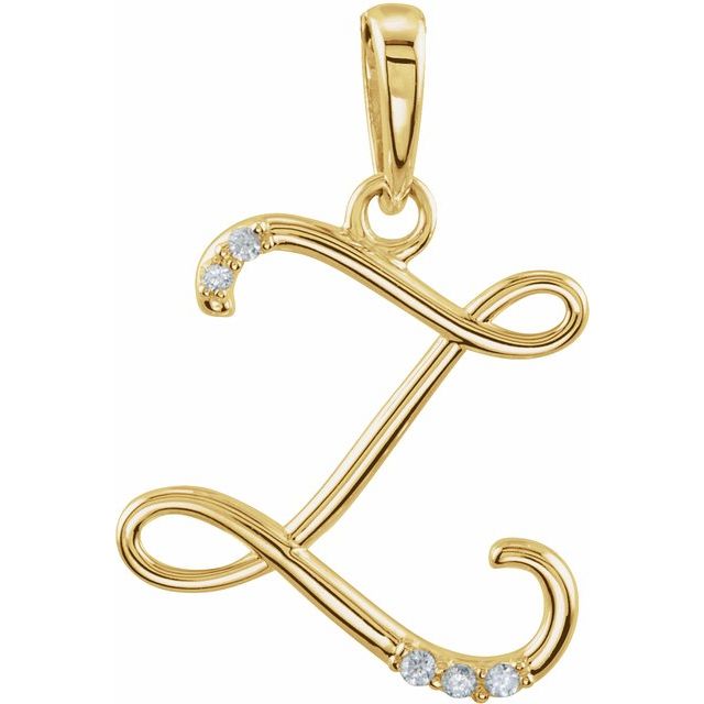14K Yellow Gold .025 CTW Natural Diamond Initial Z Pendant