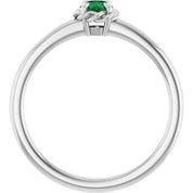 Sterling Silver Lab-Grown Emerald Solitaire Rope Ring