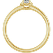 14K Yellow Natural White Sapphire Solitaire Rope Ring