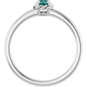 Sterling Silver Lab-Grown Alexandrite Solitaire Rope Ring