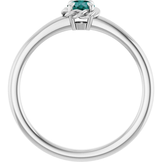 Sterling Silver Lab-Grown Alexandrite Solitaire Rope Ring