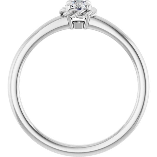 Platinum Natural White Sapphire Solitaire Rope Ring