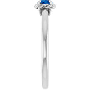 14K White Lab-Grown Blue Sapphire Solitaire Rope Ring