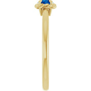 14K Yellow Natural Blue Sapphire Solitaire Rope Ring