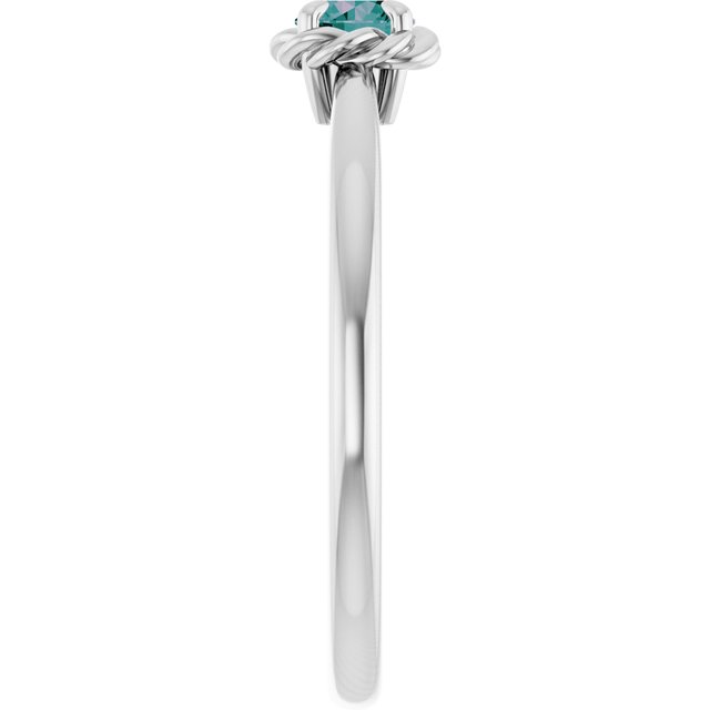Sterling Silver Lab-Grown Alexandrite Solitaire Rope Ring