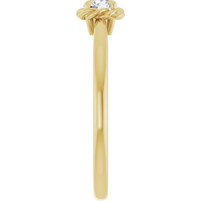 14K Yellow Natural White Sapphire Solitaire Rope Ring