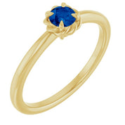 14K Yellow Natural Blue Sapphire Solitaire Rope Ring