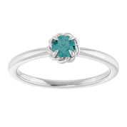 Sterling Silver Lab-Grown Alexandrite Solitaire Rope Ring