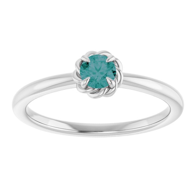 Sterling Silver Lab-Grown Alexandrite Solitaire Rope Ring