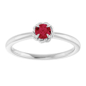 Sterling Silver Lab-Grown Ruby Solitaire Rope Ring