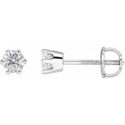 14K White 4 mm Imitation White Cubic Zirconia Stud Earrings