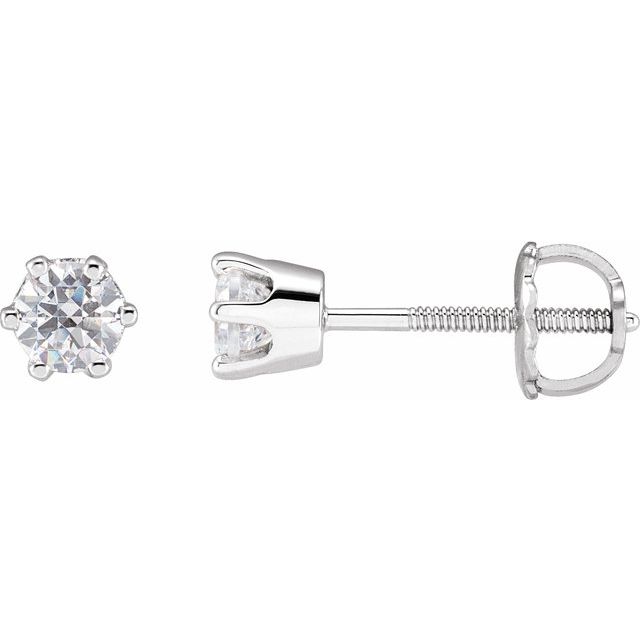 14K White 4 mm Imitation White Cubic Zirconia Stud Earrings