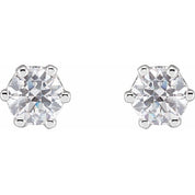 14K White 4 mm Imitation White Cubic Zirconia Stud Earrings