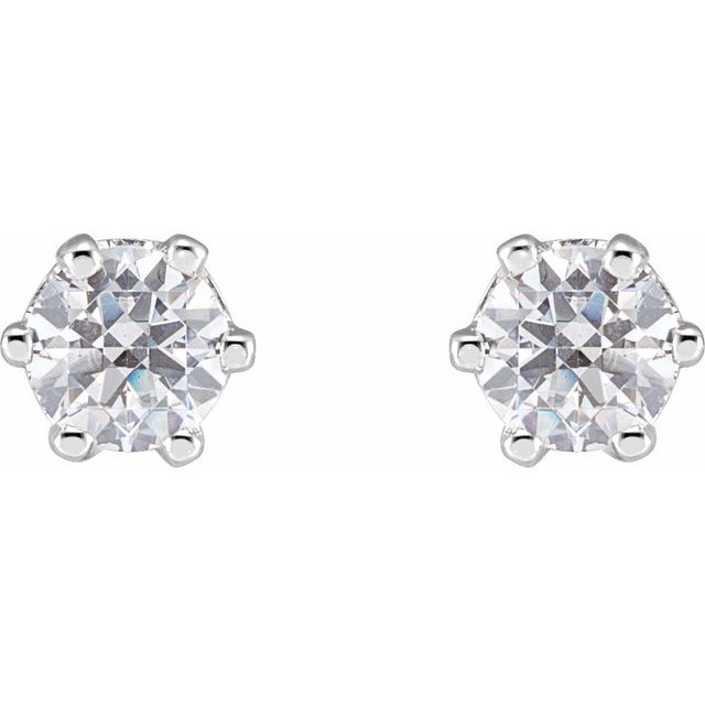 14K White 4 mm Imitation White Cubic Zirconia Stud Earrings