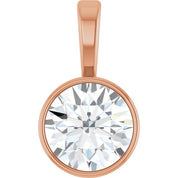 14K Rose 9/10 CT Natural Diamond Bezel-Set Solitaire Pendant