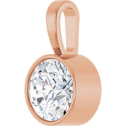 14K Rose 9/10 CT Natural Diamond Bezel-Set Solitaire Pendant