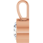 14K Rose 9/10 CT Natural Diamond Bezel-Set Solitaire Pendant